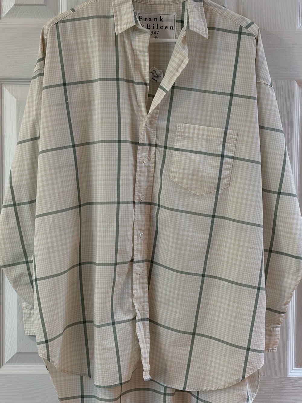Frank & Eileen Green and White Cotton Relaxed       Oversized Button Up Shirt S